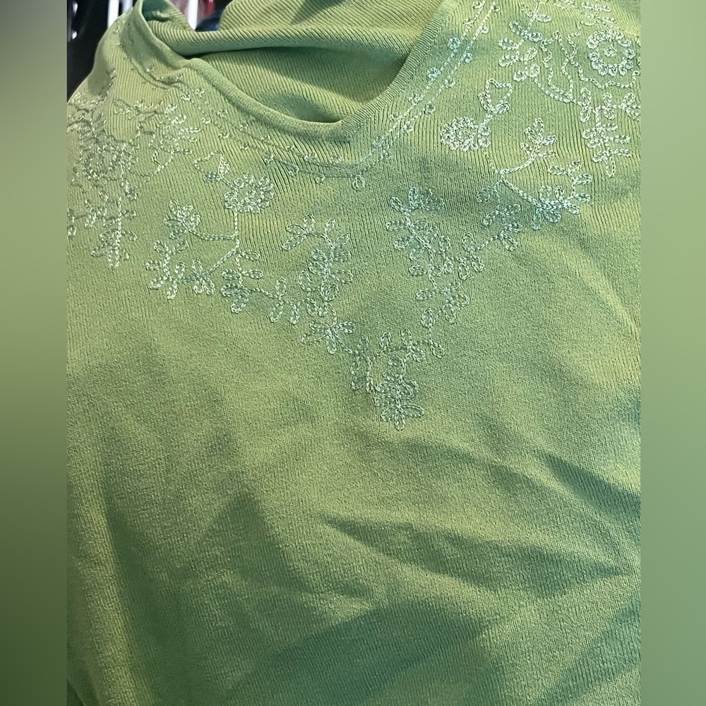 Green embroidered shirt
